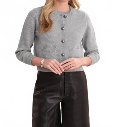 525 America Lorena Crewneck Textured Sweater Jacket In Grey In Gray