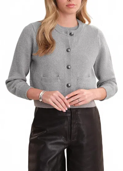 525 America Lorena Crewneck Textured Sweater Jacket In Grey Mist Combo In Multi