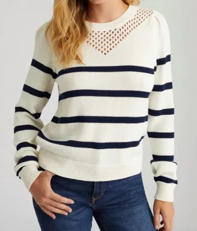 525 America Lucy Stripe Sweater In Chalk Multi In Beige