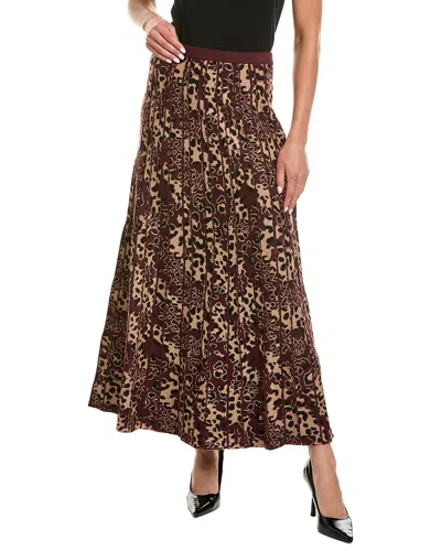 525 America Luxe Midi Pleated Leopard Skirt In Brown
