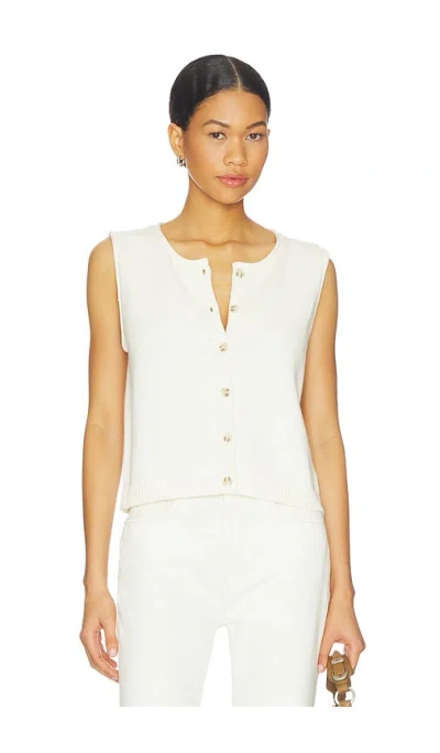 525 America Marianna Rolled Edge Button Front Vest In White