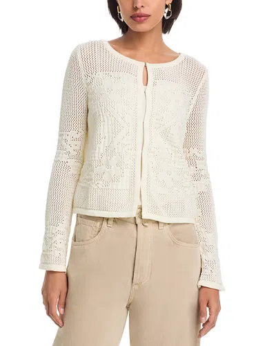 525 America Marigold Mesh Stitch Sweater Jacket In Neutral