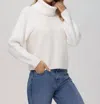 525 America Mckenzie Mixed Media Removeable Collar Sweater In Sea Salt In Blue