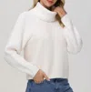 525 America Mckenzie Mixed Media Removeable Collar Sweater In Sea Salt In Blue
