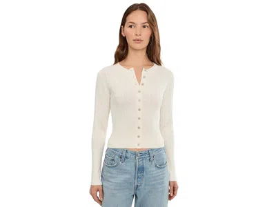 525 America Monroe High Rib Cable Cardigan In White