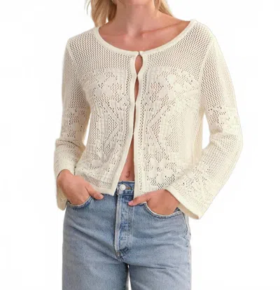 525 America Nadia Floral Pointelle Cotton Cardigan In Chalk In Neutral