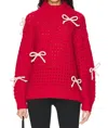 525 America Naomi Oversized Bow Sweater In Red In Red