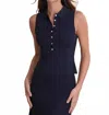 525 America Nikki Johnny Collar Solid Tank In Blue In Blue