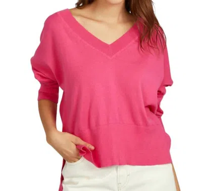 525 America Noor Oversized V-neck Pullover In Shocking Pink