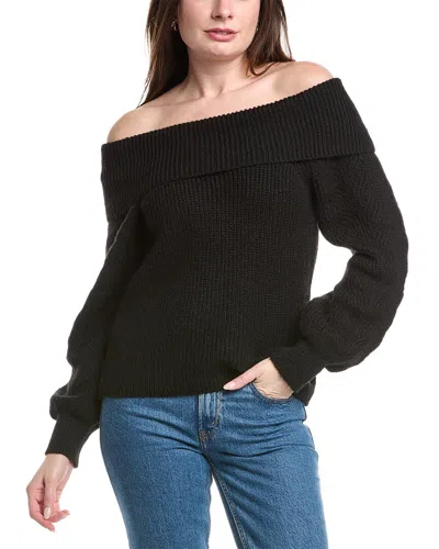 525 America Off-shoulder Relaxed Wool-blend Pullover In Black