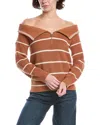 525 America Off-shoulder Stripe Pullover In Brown