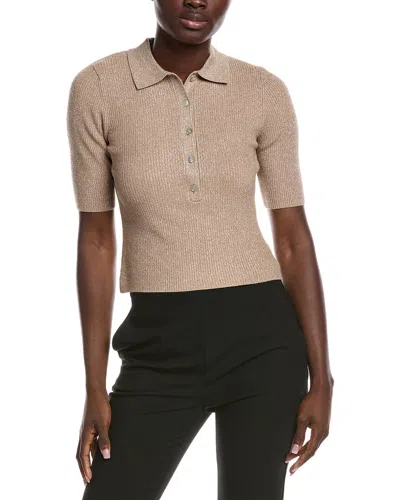 525 America Ophelia Lurex Johnny Collar Top In Brown