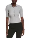 525 America Ophelia Lurex Johnny Collar Top In Silver