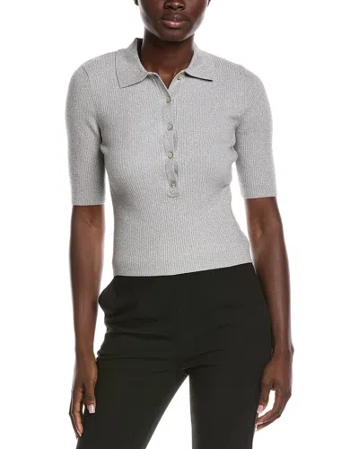 525 America Ophelia Lurex Johnny Collar Top In Silver