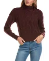 525 America Oversized Cable Funnel Neck Pullover In Red