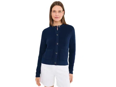525 America Palmer Crew Neck Cardigan Women's Sweater Dark Blue: Sm