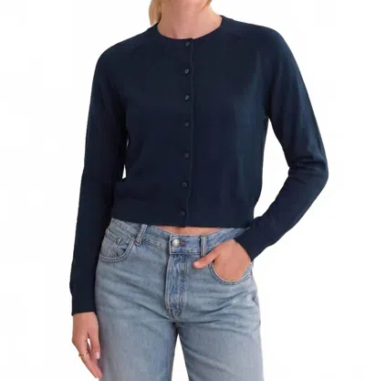 525 America Paloma Long Sleeve Cardigan In Dark Blue