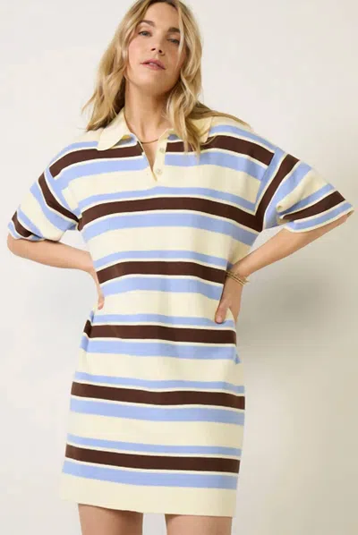 525 America Point Collar Polo Dress In Lemonicingstripe In Multi