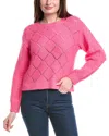 525 America Kelsey Pointelle Pullover Sweater In Carmine Rose In Pink