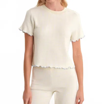 525 America Poppy Lettuce Edge Sweater Tee In White In Neutral