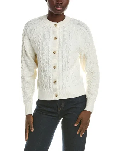525 America Raglan Cable Cardigan In White
