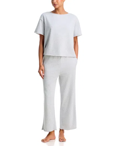 525 America Raw Edge Short Sleeve Cotton Blend Pajama Set - Exclusive In Blue