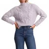 525 America Reba Cable Funnel Neck Pullover Sweater In Pattern In Purple