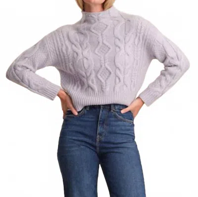 525 America Reba Cable Funnel Neck Pullover Sweater In Pattern In Purple