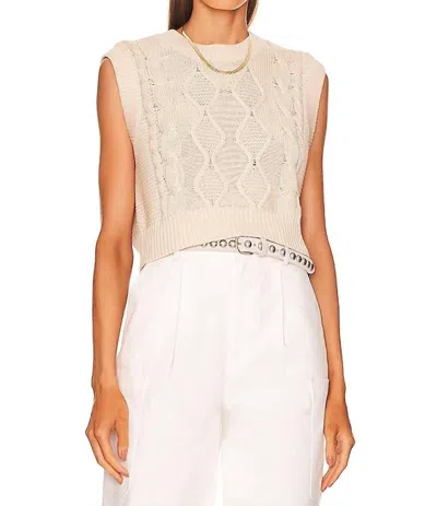 525 America Robin Cable Vest In Cream In White