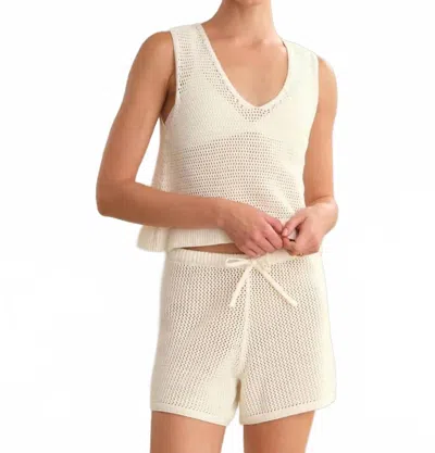 525 America Rosa V-neck Pointelle Mesh Tank In Chalk In White