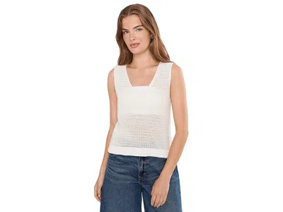 525 America Rosa V-neck Pointelle Mesh Tank Women's Clothing Chalk: Xl In White