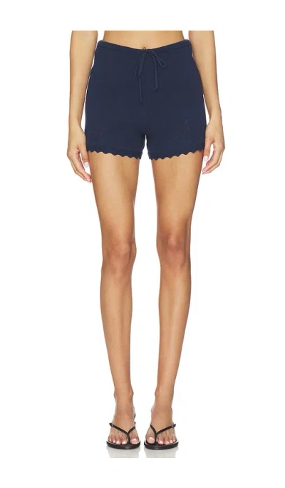 525 America Rosalia Lace Hem Shorts In Blue