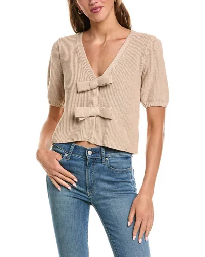 525 America Shaker Puff Sleeve Bow Front Cardigan In Animal Print