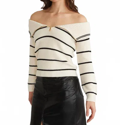 525 America Sierra Off Shoulder Striped Pullover In Sea Salt Multi In Neutral