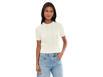 525 America Sky Cable Crew Neck Pullover In White