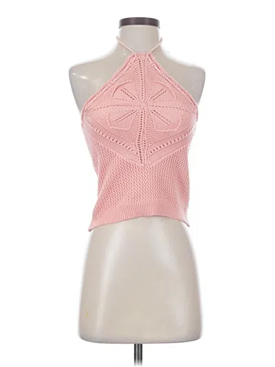 525 America Sleeveless Top Pink Halter Neckline Tops