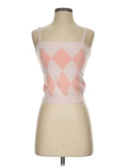Pre-owned 525 America Sleeveless Top Pink Square Neckline Tops