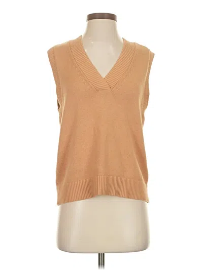 Pre-owned 525 America Sleeveless Top Tan V Neck Tops In Brown