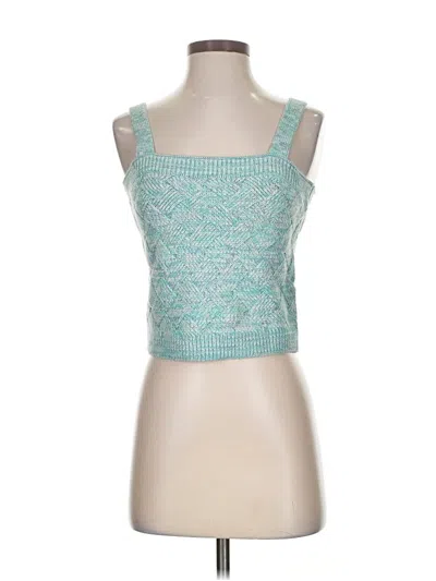 Pre-owned 525 America Sleeveless Top Teal Square Neckline Tops In Blue