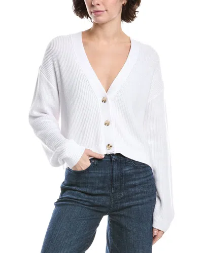525 America Solid Cropped Cardigan In White