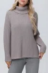 525 America Stella Turtleneck Pullover Sweater In Taupe Heather In Silver