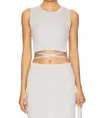 525 America Stevie Cropped Lurex Tie Tank In Glacier Grey In Gray