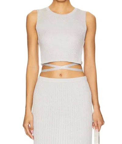 525 America Stevie Cropped Lurex Tie Tank In Glacier Grey In Gray