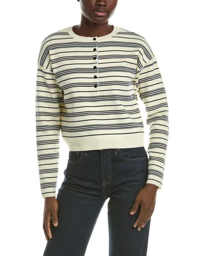 525 America Vivienne Stripe Drop Shoulder Henley In White