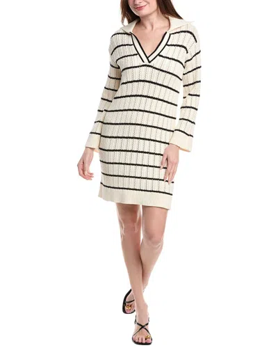 525 America Stripe Sailor Collar Mini Dress In White