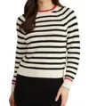 525 America Marina Striped Texture Pullover Top In Sea Salt Multi In Multi