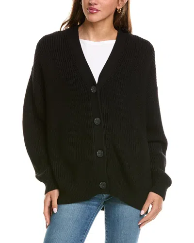 525 America Structured Stripe Cardigan In Black