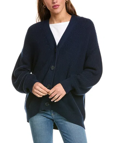 525 America Structured Stripe Cardigan In Blue