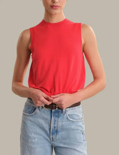 525 America Talia Sweater Shell Top In Hibiscus In Red