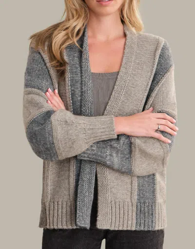 525 America Thea Colorblock Cardigan In Toast Marl In Gray